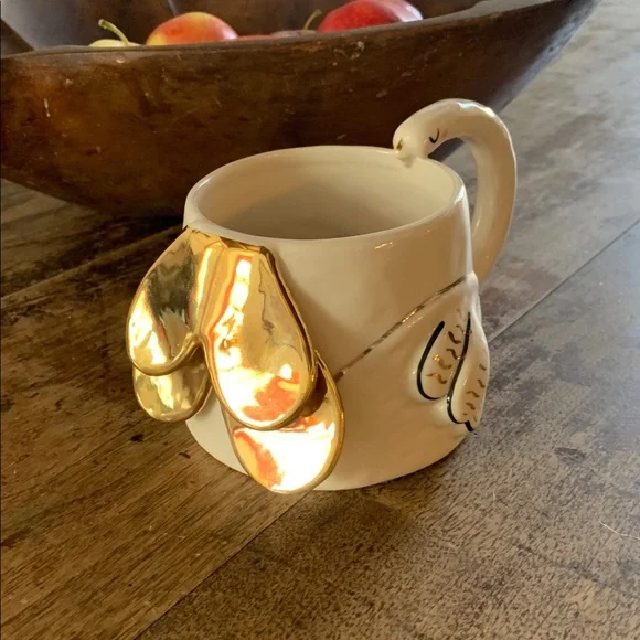 Anthropologie Rare Fauna Fete Swan Mug with Gold Details - Picture 7 of 10
